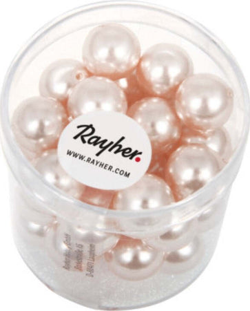 RAYHER---35-PEZZI---PERLE-CERATE-IN-VETRO-RINASCIMENTO-10MM---COLORE-ROSATO