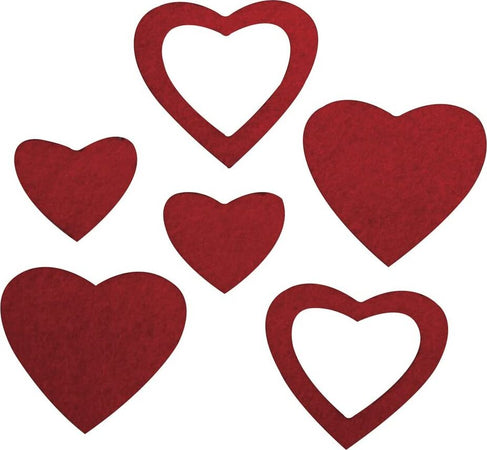 RAYHER---36-PEZZI---MINIATURE-IN-FELTRO-FORMA-CUORE-1,5-2,5CM---COLORE-ROSSO