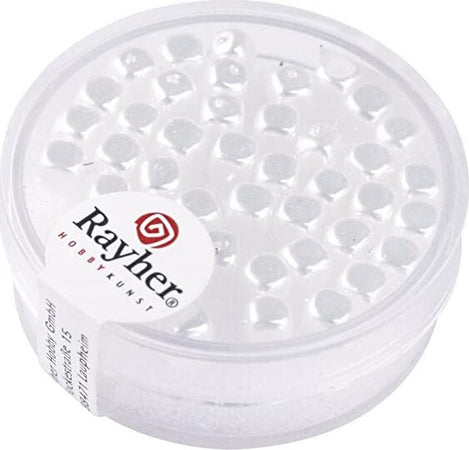 RAYHER---40-PEZZI---PERLE-IN-VETRO-A-DADO-4,5X5MM---COLORE-BIANCO