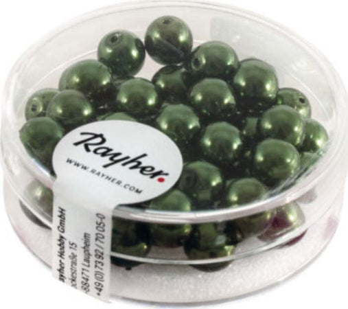 RAYHER---45-PEZZI---PERLE-CERATE-IN-VETRO-RINASCIMENTO-6MM---COLORE-VERDE-SMERALDO
