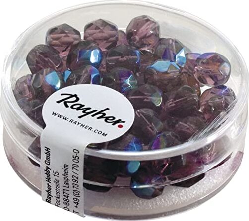 RAYHER---50-PEZZI---PERLA-IN-VETRO-SFACCETTATA-6MM---COLORE-AMETISTA-IRIDESCENTE