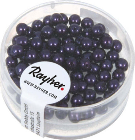 RAYHER---85-PEZZI---PERLE-CERATE-IN-VETRO-RINASCIMENTO-4MM---COLORE-PRUGNA