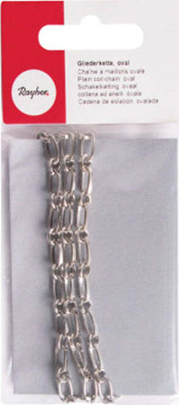RAYHER---COLLANA-A-MAGLIE-OVALI---COLORE-ARGENTO-6x4-+-9x6cm