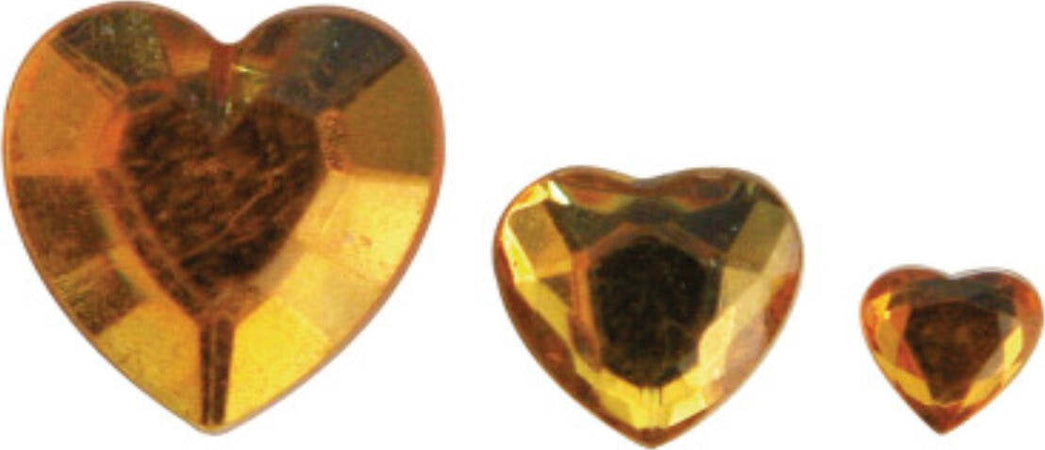 RAYHER--310-PEZZI---CUORI-STRASS-ACRILICO-6,10,14MM---COLORE-ARANCIONE