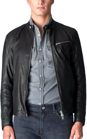 Re-hash Giubbotto In Pelle Uomo Nero Giacca Di Pelle Chiodo Nero Classico Uomo Gp02 X013