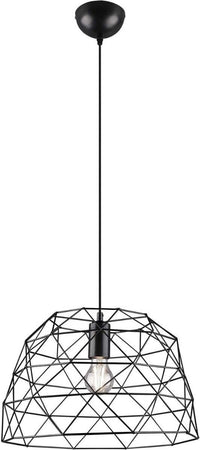 REALITY-LEUCHTEN---LAMPADARIO-A-SOSPENSIONE-HAVAL-A-GABBIA-IN-METALLO-NERO-E-TESSUTO-DIAMETRO-38CM