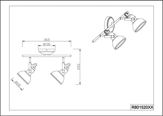 Reality-Leuchten-2-Spot-Reality-R80153001-Gina-Faretto,-3xE14,-40-W,-Bianco,-60.5x13x25.5-cm-E14,-Nichel-Opaco