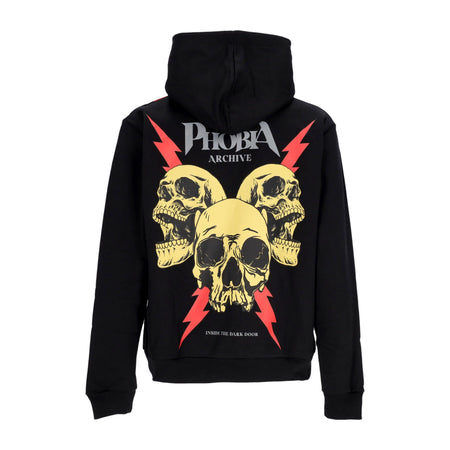 PHOBIA Felpa Leggera Cappuccio Uomo Screaming Skulls Print Hoodie Black/red da uomo