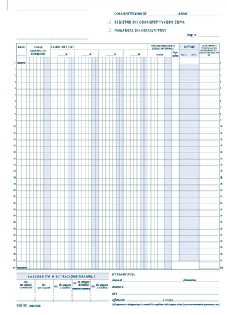 REGISTRO DEI CORRISPETTIVI IVA DUPLICE COPIA AUTORICALCANTE MOD. 0604 Cancelleria e prodotti per ufficio/Archivio ufficio e accessori per scrivania/Modulistica e conservazione registri/Moduli ricevute e fatture fiscali Trade Shop italia - Napoli, Commerciovirtuoso.it