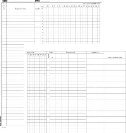 Registro presenze mensili - 48 pagine - 31 x 24 5 cm - DU131301200 - Data Ufficio Cancelleria e prodotti per ufficio/Archivio ufficio e accessori per scrivania/Modulistica e conservazione registri/Libri e registri contabili Eurocartuccia - Pavullo, Commerciovirtuoso.it