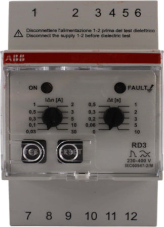 Relè-differenziale-elettronico-RD3-0,03A-30A-2-scambi-ABB