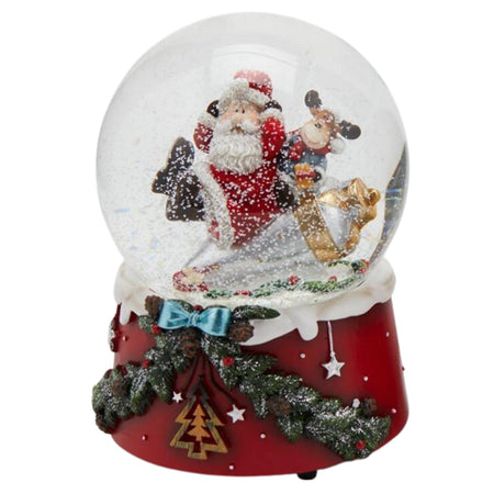 Sfera di vetro con acqua, carillon natalizio con Babbo Natale da Ø 10 x h 15 cm