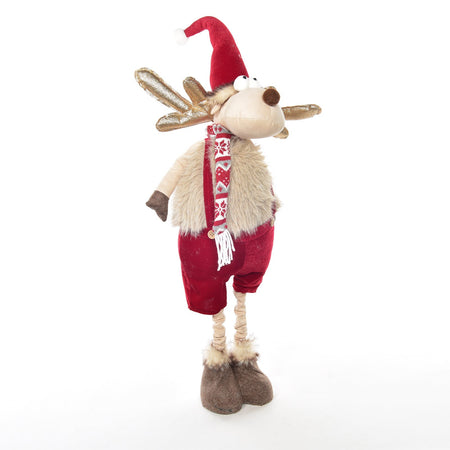 Peluche renna natalizia con gambe retraibili decorazione per interno