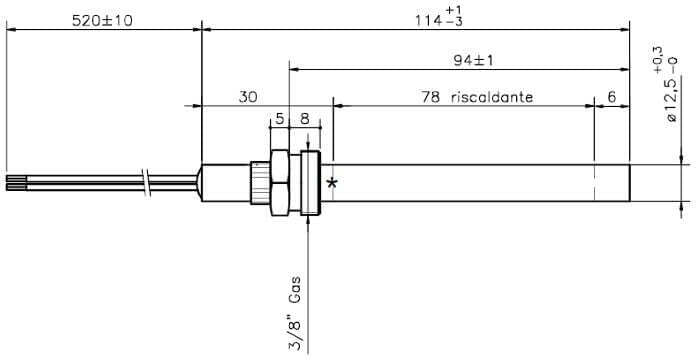 Resistenza Accensione C/Racc.3/8 250W 115Mm Stufe a Pellet Ravelli 14701046