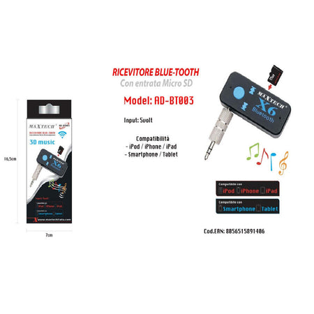 Ricevitore-Bluetooth-Adattatore-Audio-Portatile-Microfono-Incorporato-Maxtech-Ad-bt003