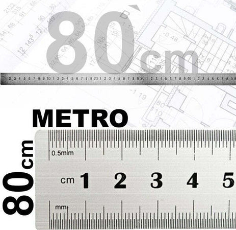 Righello-Metro-1mm-A-80cm-Metallo-Acciaio-Riga-Multifunzione-Segnatura-Cm-Inch