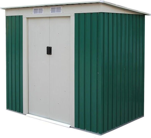 Ripostiglio in metallo verde e Beige deposito da giardino e veranda capanno per attrezzi Giardino e giardinaggio/Organizzazione esterni e alloggiamento/Capanni La Zappa - Altamura, Commerciovirtuoso.it