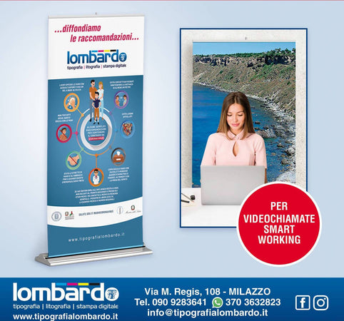 Roll-up 85x200cm rollup in PVC con borsa per Trasporto e Asta Stampa a Colori Personalizzato 85x200 cm 2metri roll-up Tipografia Lombardo - Milazzo, Commerciovirtuoso.it