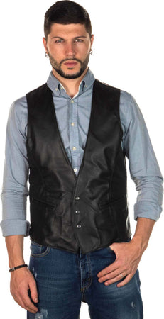 Ron---Gilet-Uomo-Nero-in-vera-Pelle