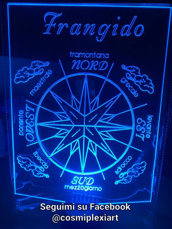 ROSA DEI VENTI PERSONALIZZATA LAMPADA IN PLEXIGLASS A LED LUCE RGB IDEA REGALO