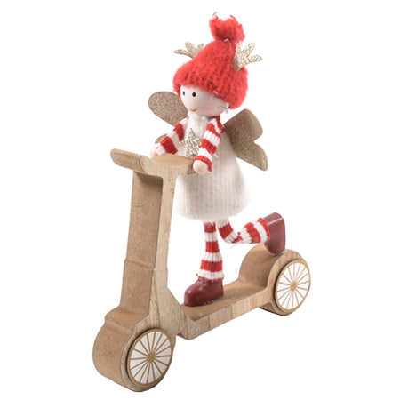 Statuetta decorativa "Fatina su Monopattino" in legno da 20 cm
