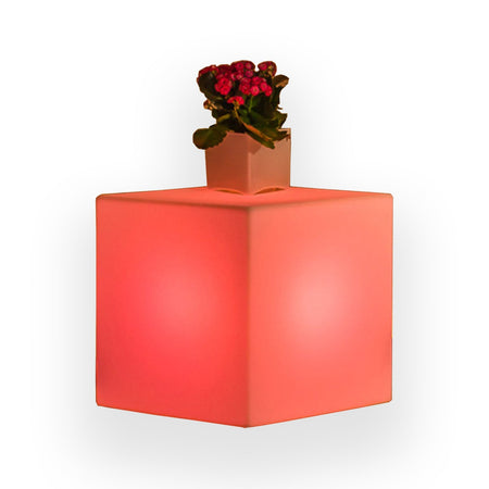 Tavolino da giardino luminoso YouCube Bright quadrato con led decorazione Made in Italy