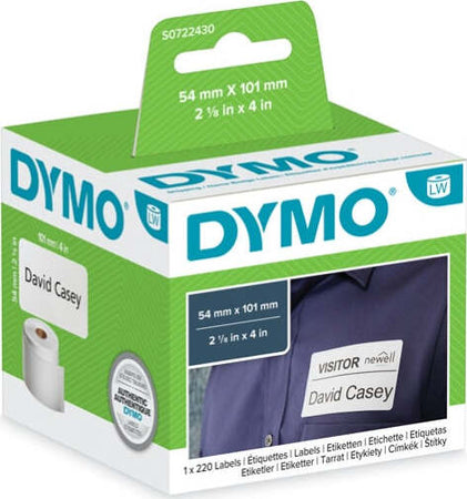 Rotolo 220 etichette LW - 990140 - spedizione-badge - 54 x 101 mm - bianco - Dymo Cancelleria e prodotti per ufficio/Elettronica per ufficio/Accessori/Accessori per etichettatrici Eurocartuccia - Pavullo, Commerciovirtuoso.it