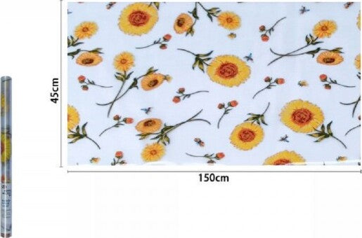 Rotolo-Pellicola-Adesiva-Per-Parete-Fantasia-Girasoli-45x150cm-Parati-Casa-71294