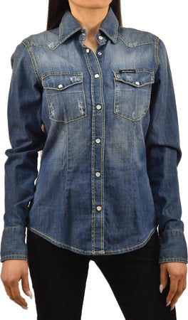 Roy-Roger's-Camicia-di-Jeans-Blu-Donna-Cotone-Bottoni-Mod.ELLIE-T-604-da-donna