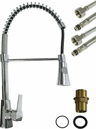Rubinetto-da-lavello-cucina-a-canna-alta-miscelatore-con-doccetta-cromato