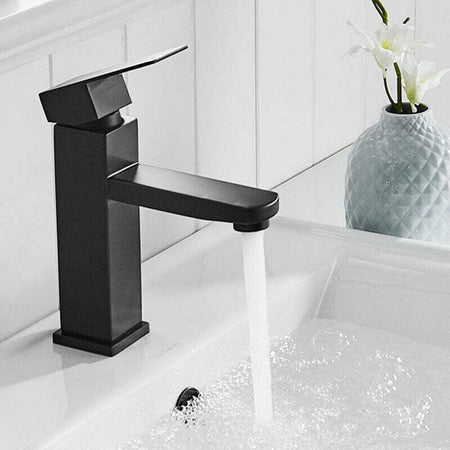 Rubinetto miscelatore da bagno lavabo squadrato nero opaco