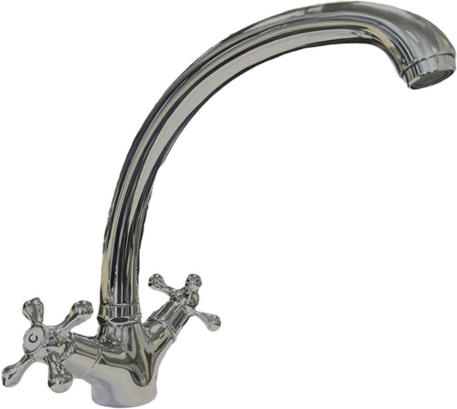 Rubinetto per bagno o cucina Epoca Vintage Alto Maniglie A Stella, Cromato In Ottone