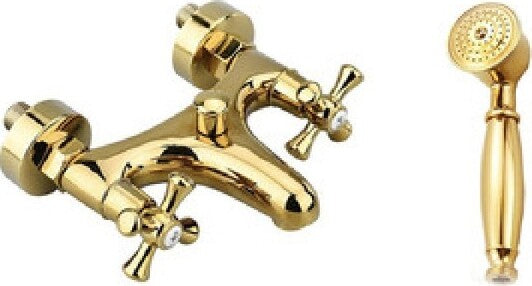 Rubinetto-Per-Bagno-Vasca-Doccia-Miscelatore-Doppia-Manopola-In-Ottone-Oro-Lucido
