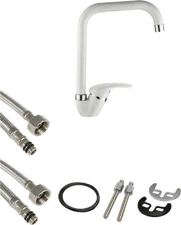 Rubinetto Per Lavello Da Cucina A Canna Alta Quadrato Miscelatore Bianco 52946 Fai da te/Attrezzature per cucine e bagni/Impianti per la cucina/Rubinetti da cucina/Rubinetti per lavelli da cucina Trade Shop italia - Napoli, Commerciovirtuoso.it