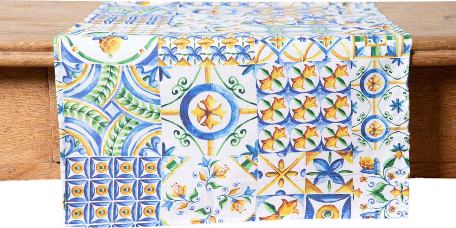 Runner Da Tavola In 100% Cotone Stampa Digitale Dai Colori Vivi Ed Intensi Lavabile In Lavatrice Made In Italy Maioliche Siciliane Casa e cucina/Tessili per la casa/Tessili da cucina/Runner Novilunio - Sesto San Giovanni, Commerciovirtuoso.it