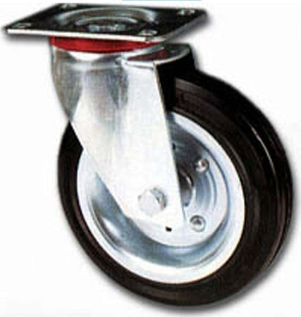 RUOTA IN GOMMA CON PIASTRA GIREVOLE AVO flange in acciaio Fai da te/Prodotti per la costruzione/Prodotti per il trasporto materiali/Rotelle industriali/Rotelle piatte Trade Shop italia - Napoli, Commerciovirtuoso.it