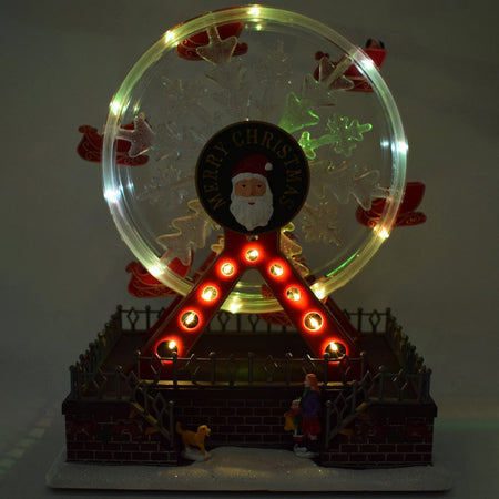 Ruota panoramica decorazione per villaggio Natalizio con animazioni e luci h 28 cm