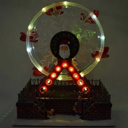 Ruota panoramica decorazione per villaggio Natalizio con animazioni e luci h 28 cm