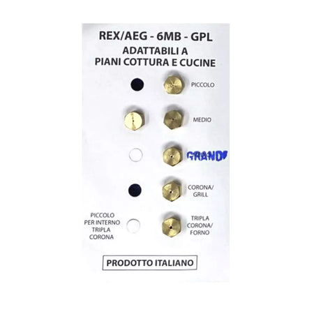 ELECTROLUX SERIE UGELLI PIANO COTTURA CUCINE GAS 5 FUOCHI + FORNO GAS GPL 6MB