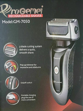 RASOIO ELETTRICO TAGLIA BARBA RICARICABILE GEMEI GM-7050 IMPERMEABILE