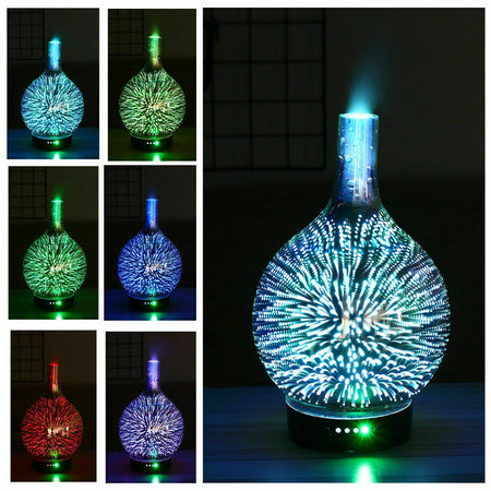 DIFFUSORE AROMATERAPIA 7 LED 3D UMIDIFICATORE DIFFUSORE AROMI CASA UFFICIO
