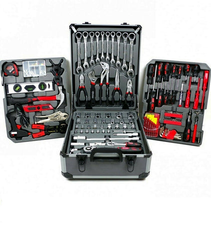 VALIGIA CASSETTA ATTREZZI DA LAVORO COMPLETA TROLLEY KIT UTENSILI SET 186 PZ