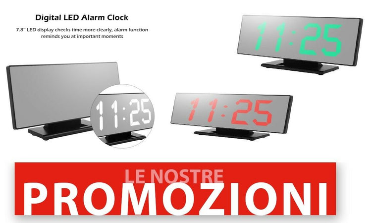 SVEGLIA DIGITALE VISIONE NOTTURNA LED VISUALIZZA PORTA USB SPECCHIO DA CAMERA