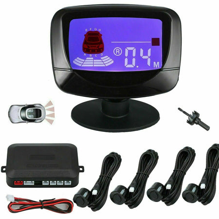 KIT 4 SENSORI DI PARCHEGGIO NERO AUTO CON MINI DISPLAY CICALINO ACUSTICO