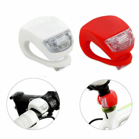 4X LUCI A LED POSIZIONE BICI SILICONE ANTERIORE POSTERIORE BICICLETTA LIGHT
