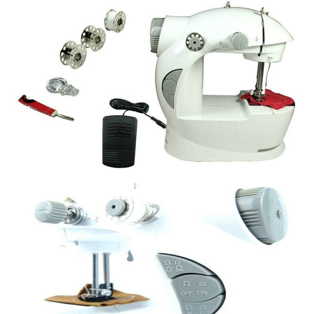 Macchina per cucire cucitrice MINI 4in1 portatile da viaggio pedale rocchetti of