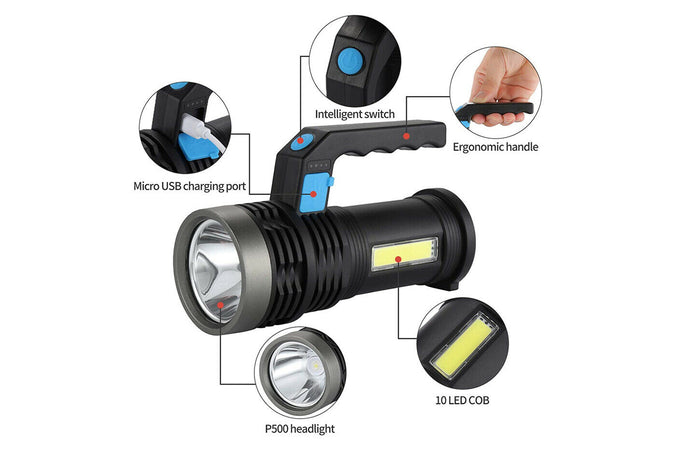 TORCIA LAMPADA LED RICARICABILE USB CON PANNELLO SOLARE PORTATILE CAMPEGGIO EME