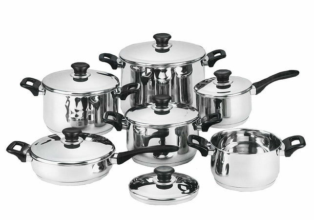 BATTERIA DI PENTOLE BAVARIA 12 PEZZI IN ACCIAIO INOX 18/10 BATTERIA OFFERTA CASA
