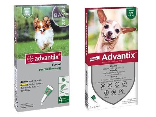 ADVANTIX SPOT ON BAYER CANI FINO A 4Kg PREVENZIONE PULCI ZECCHE ZANZARE