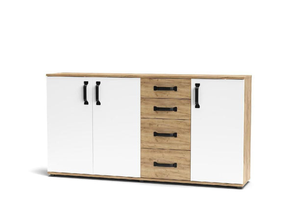 KIT MOBILE MOSSO 3 ANTE + 4 CASSETTI O5 CM 160X32X83 ROVERE GOLD/BIANCO